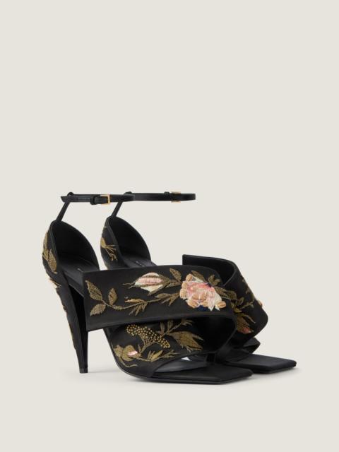 Givenchy SLICED SQUARE HEELED SANDALS WITH FLORAL EMBROIDERIES