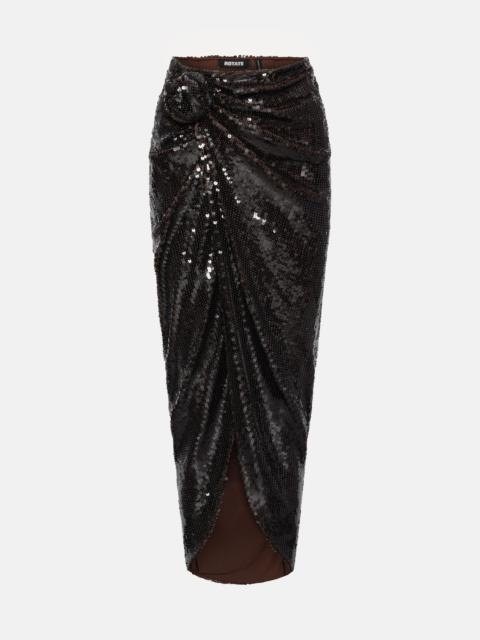 ROTATE Skirt with a knot detail and sequins.