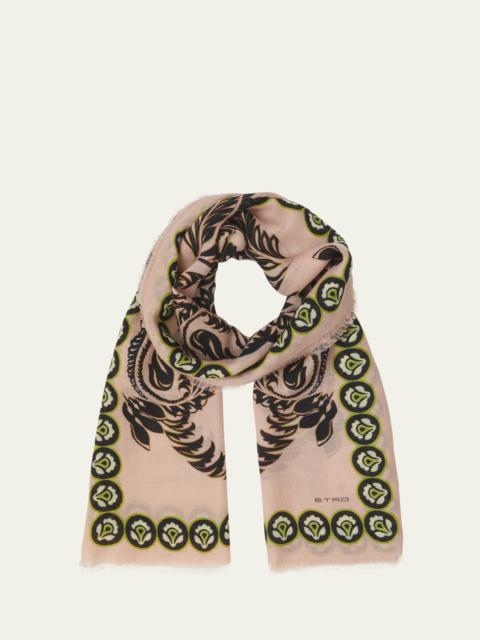 Floral Patterned Silk Scarf