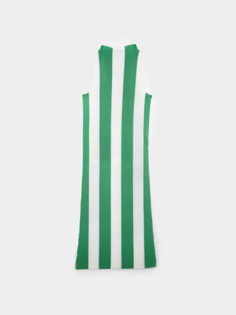 SUNNEI PLEATED TANK DRESS / cream & green stripes