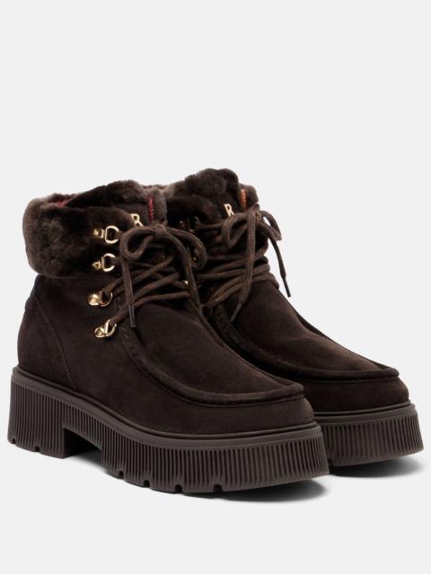 BOGNER Turin shearling-trimmed suede lace-up boots