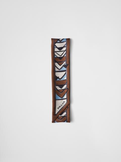 Prada Printed twill skinny scarf