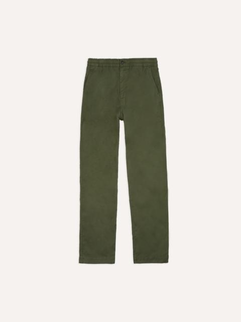 Drake's Olive Cotton Drawstring Trousers