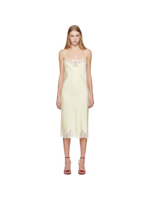 Stella McCartney Off-White Sleeveless Lace Satin Midi Dress