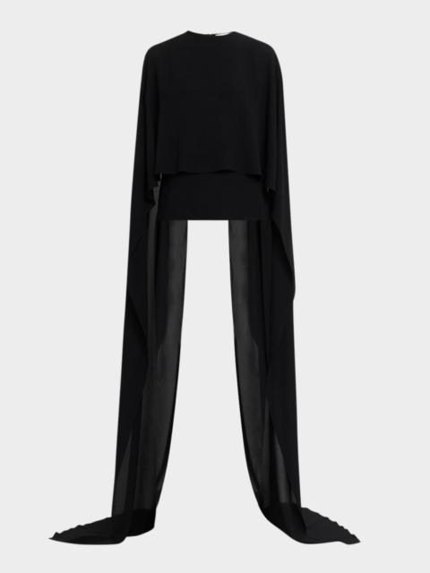 MICHAEL KORS COLLECTION Silk Chiffon Streamer Capelet Blouse