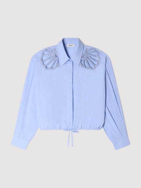 Sandro EMBROIDERED COTTON SHIRT