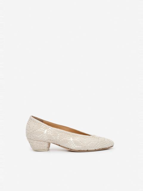 MAGDA BUTRYM Crochet satin ballerina heels in cream