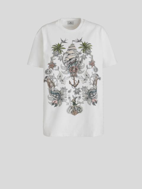 T-SHIRT WITH FLORAL AND TATTOO EMBROIDERY