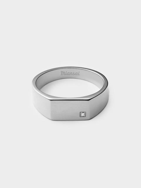 Miansai Miansai Sterling Silver Geo Signet Diamond Ring Diamond