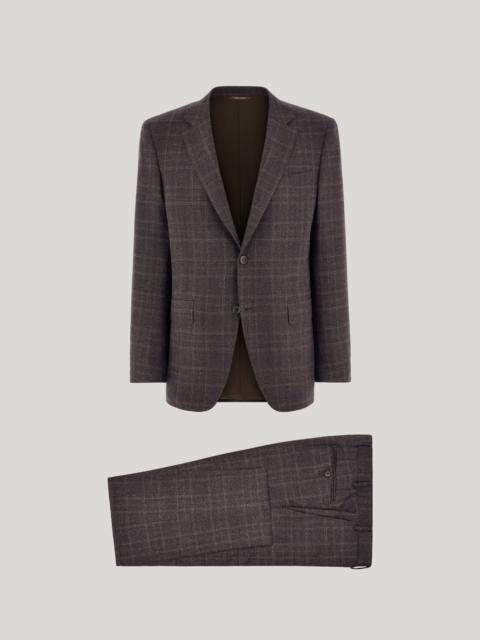 Canali BROWN AND BLUE REGULAR FIT PURE WOOL SUIT