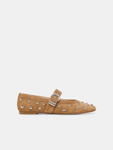 dolce vita MIKEL STUD BALLET FLATS LT BROWN SUEDE