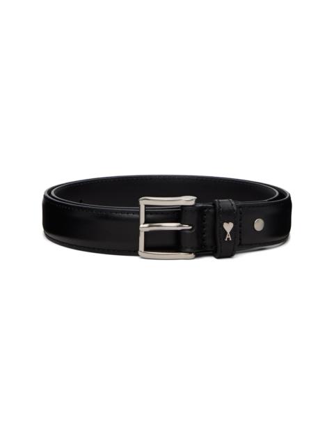 AMI Paris Black Cowhide Leather Paris Paris Belt