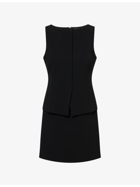 Theory Boat-Neck Sleeveless Woven Mini Dress