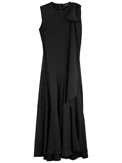 Bow-embellished silk-satin midi dress