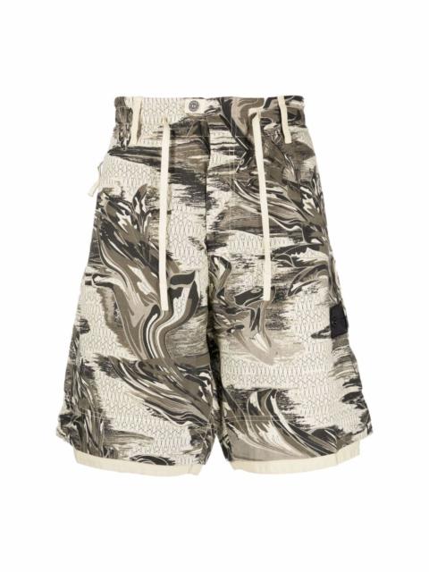 Stone Island Shadow Project marbled-print bermuda shorts