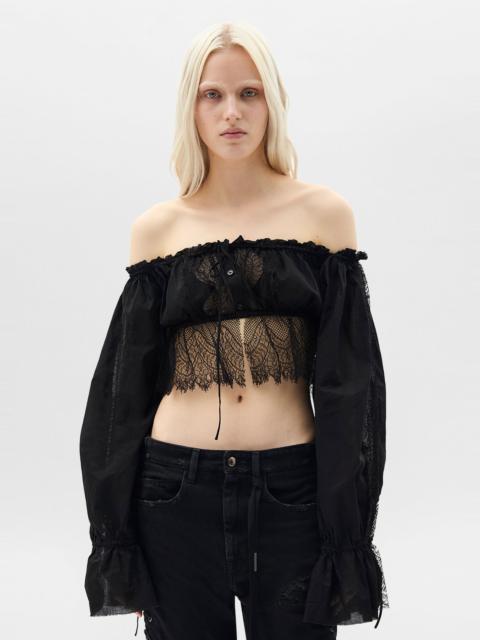 Ann Demeulemeester Jorunn Crop Top With Distressed Lace Details
