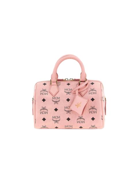 MCM Small Ella Boston Bag in Visetos "Soft Pink" MWBFAEA03PZ001