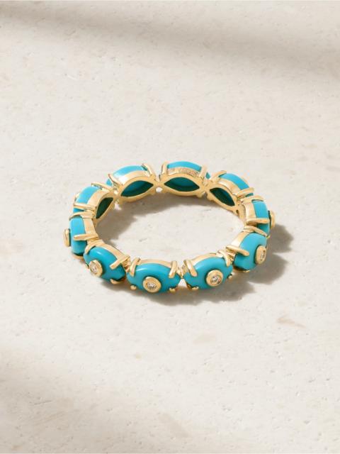 SYDNEY EVAN Eternity 14-karat Gold, Turquoise And Diamond Ring