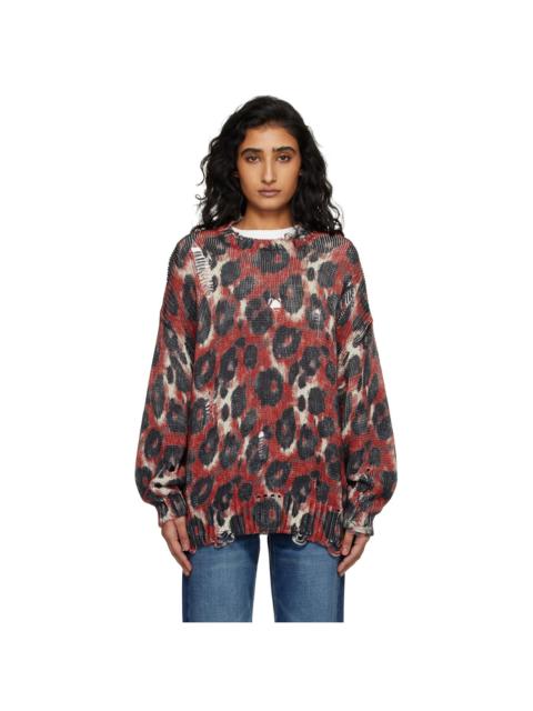 R13 Red & Black Printed Oversized Sweater