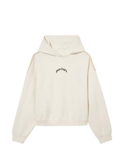 Palm Angels curved logo loose crop hoodie