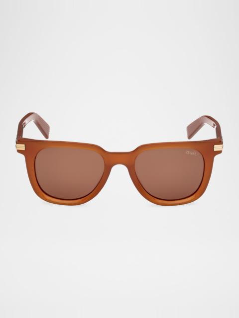 ZEGNA Men's Square Acetate Sunglasses