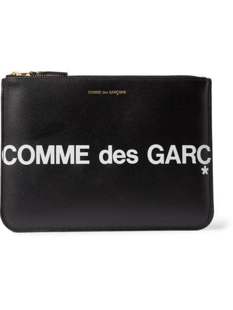 Comme Des Garçons Logo-Print Leather Pouch