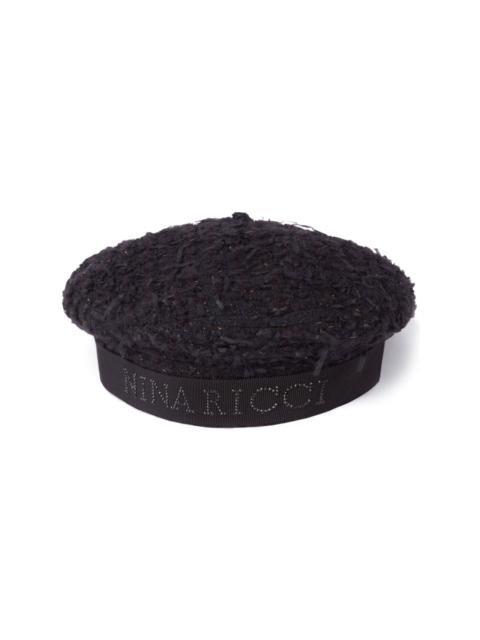 logo tweed beret