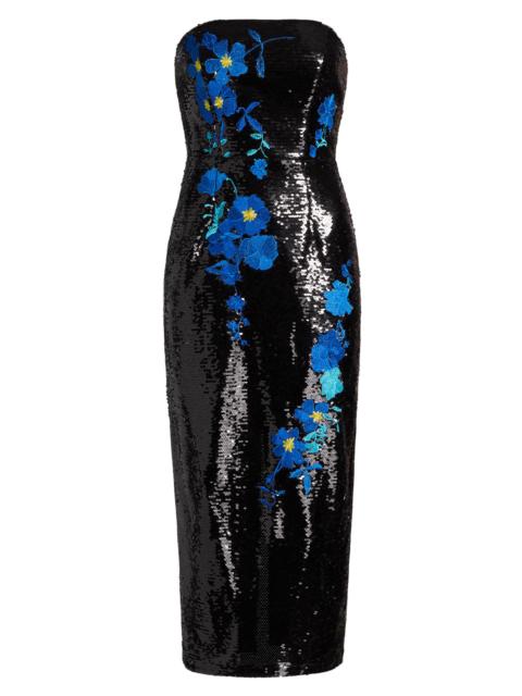 MILLY Women's Kait Vines of Floral Sequin Dress - Black Blue