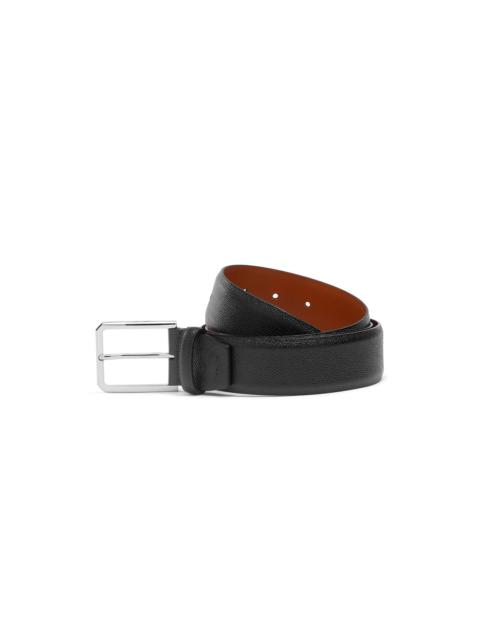 Santoni Adjustable Black Saffiano leather belt