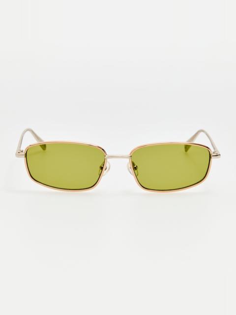 LINDA FARROW Palma Sunglasses in Gold and Khaki