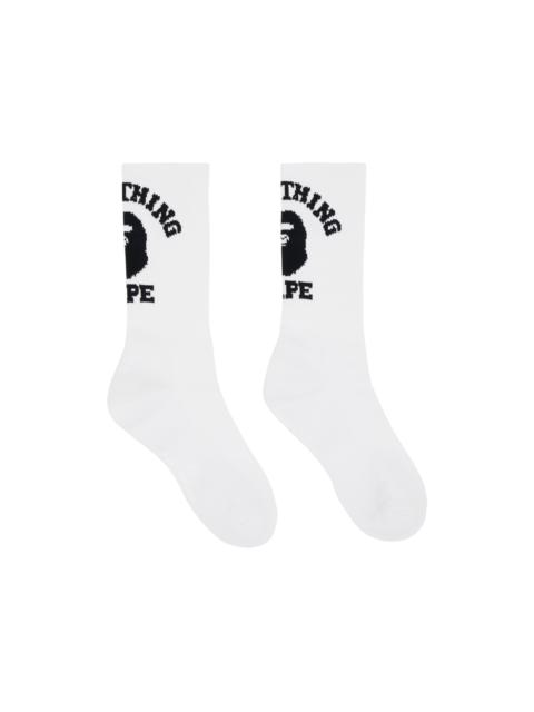 A BATHING APE® White College Socks