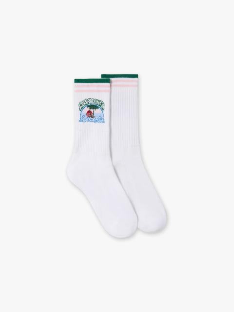 CASABLANCA White Palm Tree Emblem Socks | Casablanca Paris