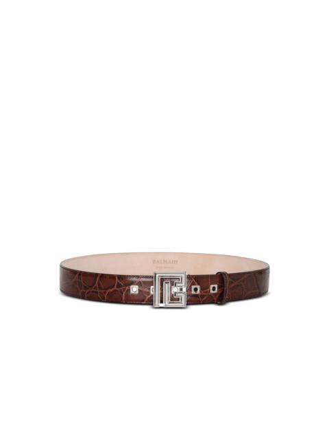 Balmain PB belt in crocodile-print leather