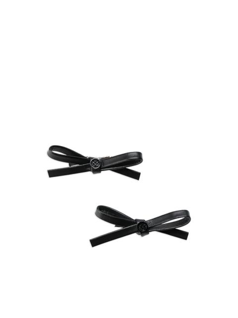 MAISON MICHEL Emma bow-embellishment leather hair clip (set of two)