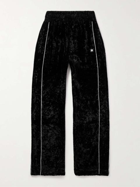 AMIRI Straight-Leg Logo-Appliquéd Crushed-Velvet Track Pants