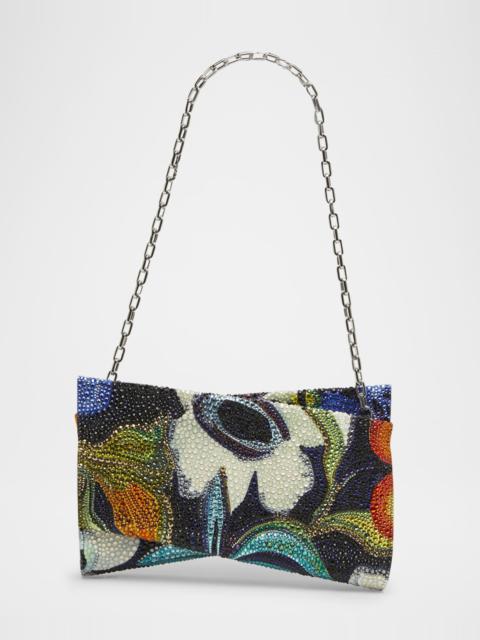 Christian Louboutin Loubi54 Small Shoulder Bag in Flower Strass Naplak Leather