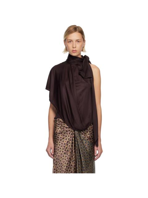 Dries Van Noten Burgundy Draped Top