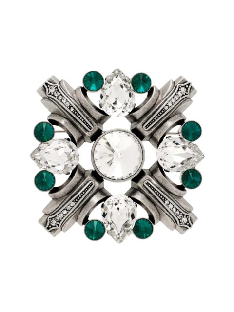 AREA Silver & Green Crystal Brooch