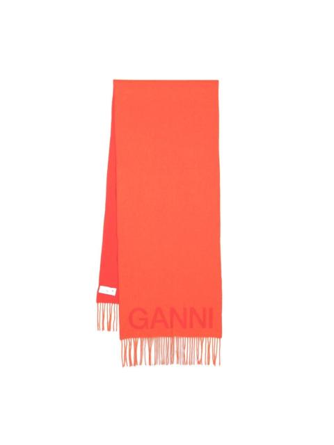 GANNI logo jacquard recycled wool scarf