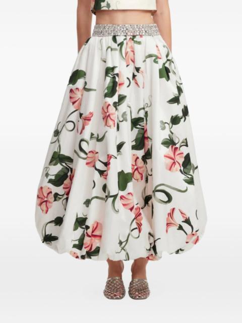 LEO LIN floral-print crystal-embellished maxi skirt