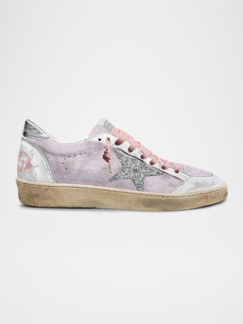 Golden Goose Ball Star Leather Glitter Low-Top Sneakers