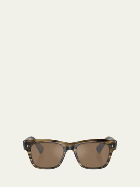 Oliver Peoples Men's Birell Sun Acetate Rectangle Sunglasses