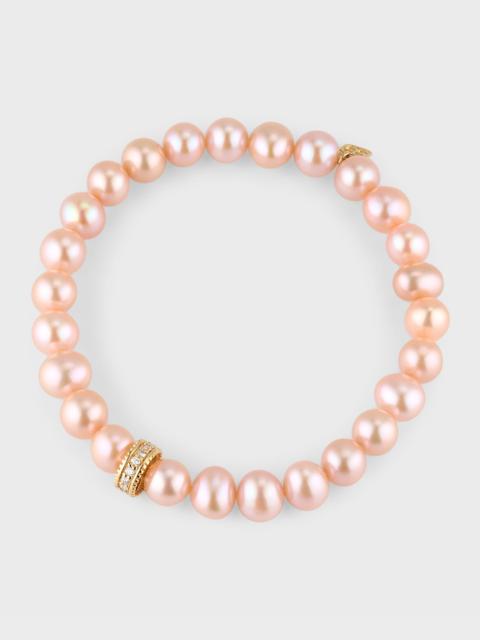 SYDNEY EVAN 8mm Diamond Rondelle Freshwater Pearl Bracelet