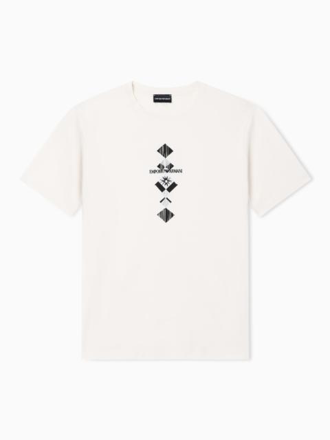 EMPORIO ARMANI JERSEY T-SHIRT WITH TRIBAL PRINT