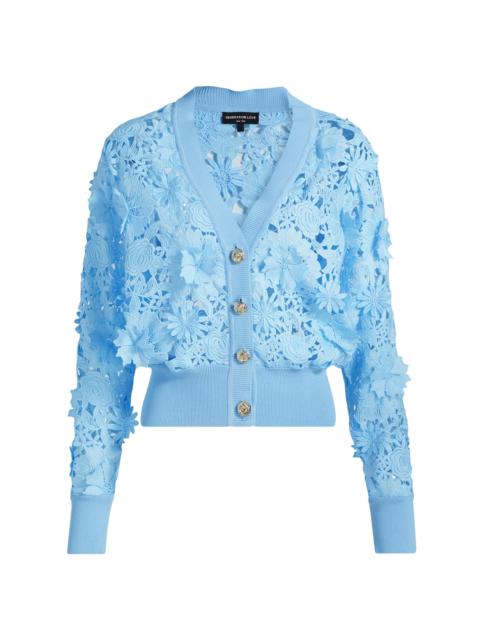 GENERATION LOVE Women's Harlow Floral Lace Appliqué Cardigan - Blue Breeze