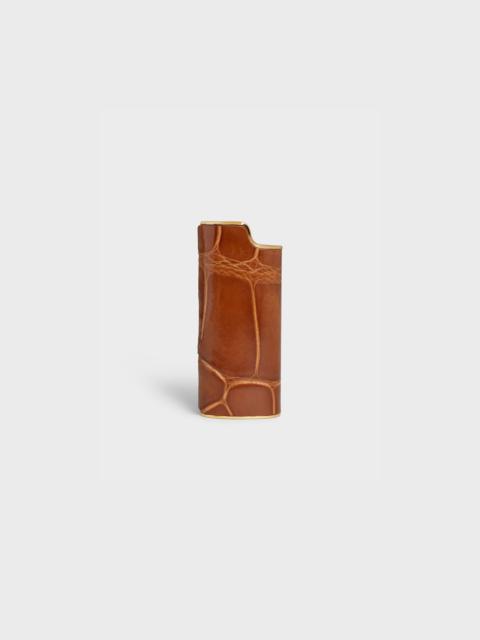 CELINE Small Lighter case in Brass and Alligator