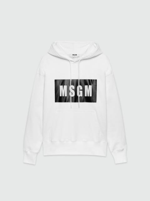 MSGM 화이트 코튼 스웨터 그래픽 박스 로고