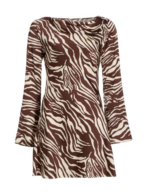 Reformation Women's Pike Zebra Satin Long-Sleeve Minidress - Stampede