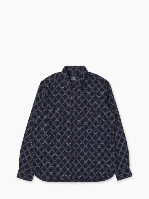 Studio D'Artisan STUDIO D'ARTISAN 5728 INDIGO SASHIKO DOBBY WORK SHIRT INDIGO