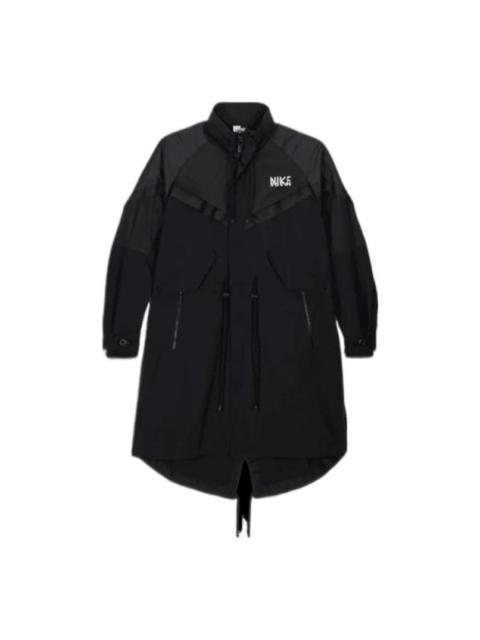 Nike x Sacai Funnel-Neck Oversized-Fit Shell Trench Jacket 'Black' DQ9028-010